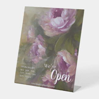 Pink Roses Store Pedestal Sign
