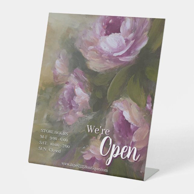 Pink Roses Store Pedestal Sign (Front)