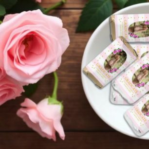 Pink Roses Striped Graduation Brunch Hershey's Miniatures
