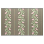 Pink Roses &amp; Stripes on Brown (large scale) Fabric