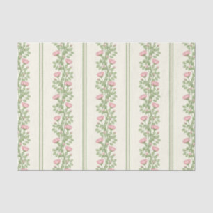 Pink Roses & Stripes on Cream Tissue Paper