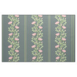 Pink Roses &amp; Stripes on Slate Blue (large scale) Fabric
