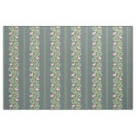 Pink Roses &amp; Stripes on Slate Blue (small scale) Fabric