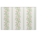 Pink Roses &amp; Stripes on White (large scale) Fabric