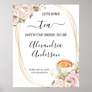 Pink Roses Tea Bridal Shower Welcome Sign