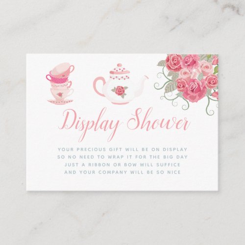 Pink Roses Tea Party Baby Shower Display Shower Enclosure Card