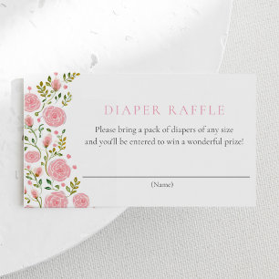 Pink Roses Tea Party Diaper Raffle Enclosure Card