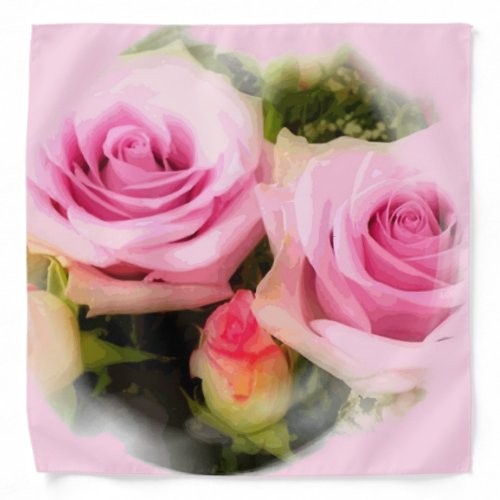 Pink Roses Template Nature Flowers Elegant Bandana