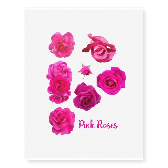 Pink Roses  Temporary Tattoos (Front)
