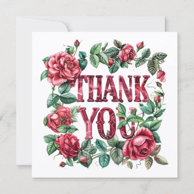 Pink roses. Thank you card (Front)