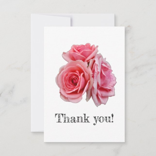 Pink roses thank you card (Front)