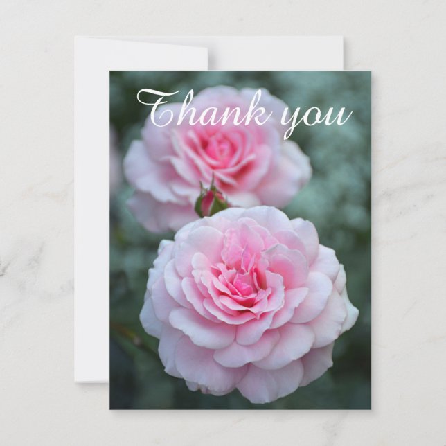 Pink roses thank you card (Front)