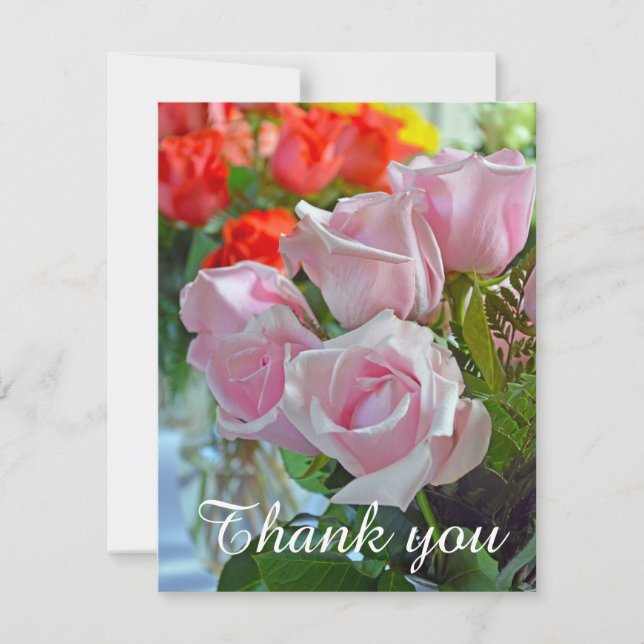 Pink roses thank you card (Front)