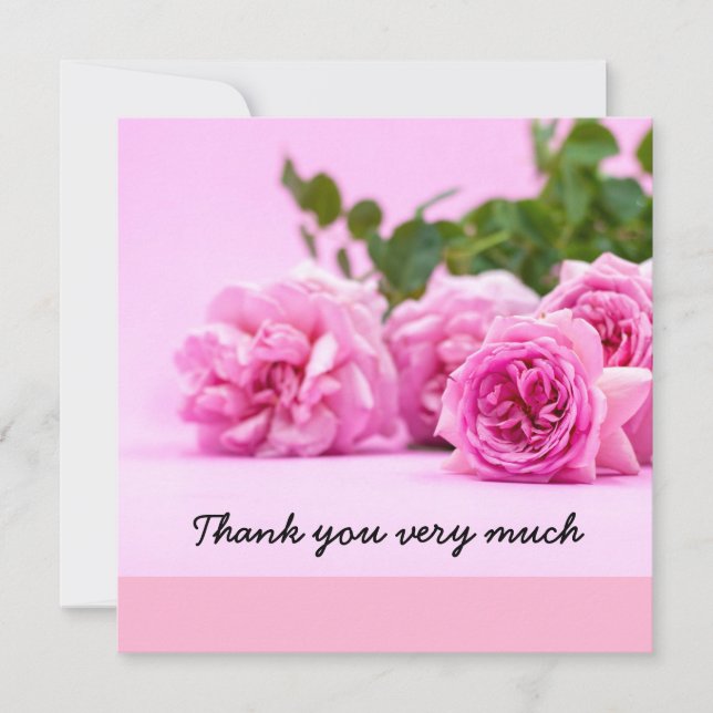 Pink roses  thank you card (Front)
