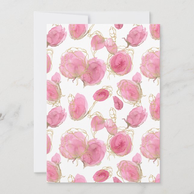 Pink roses thank you card (Front)