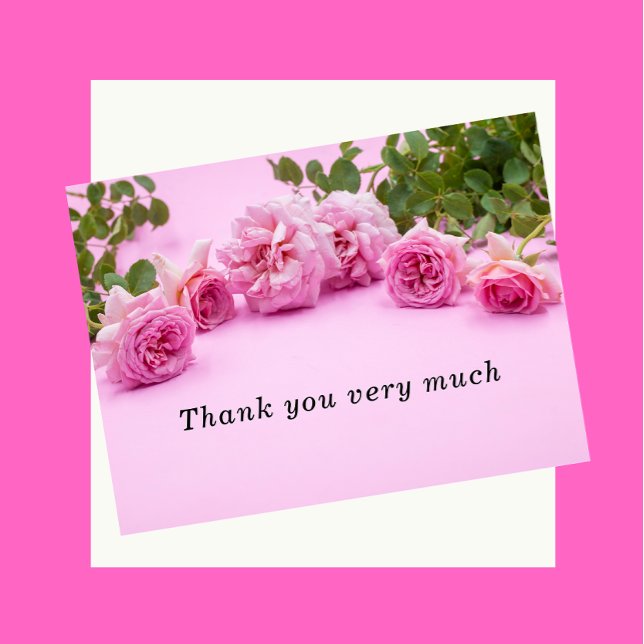 Pink roses Thank you card on pink background (Creator Uploaded)
