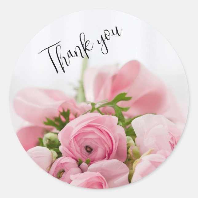 Pink roses thank you sticker (Front)
