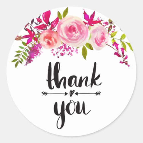 Pink roses thank you sticker