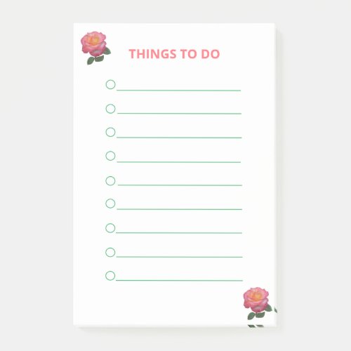 Pink Roses Things To Do Post_it Notes