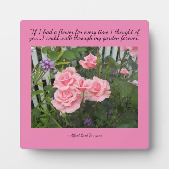 Pink Roses Thoughts of You Tabletop Plaque (Front)