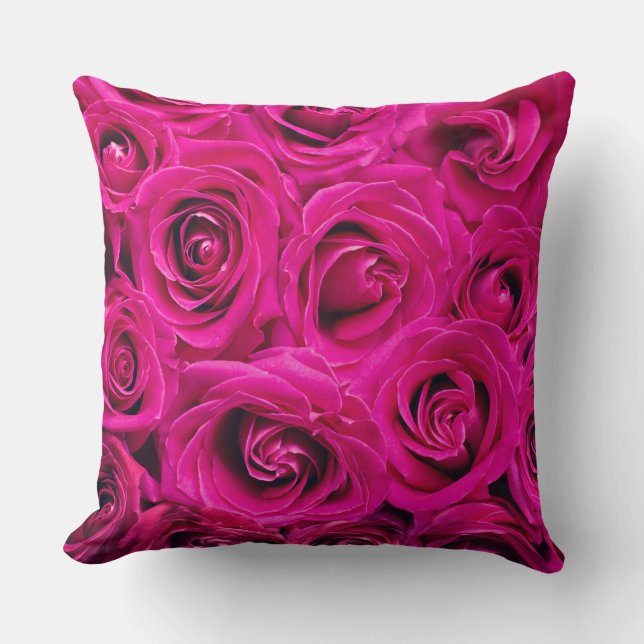 Pink Roses Throw Pillow (Front)