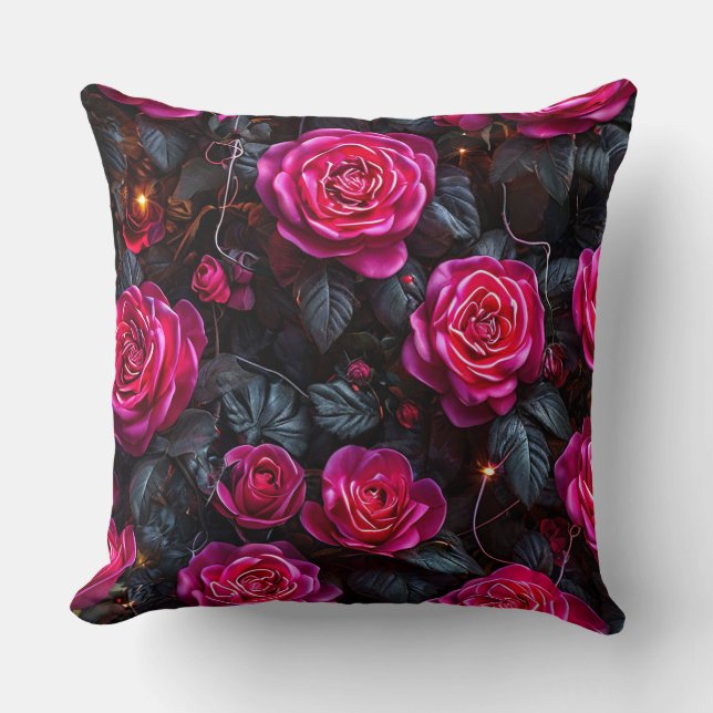 Pink roses throw pillow (Front)