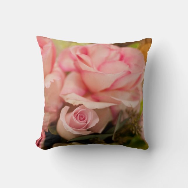 Pink Roses Throw Pillow (Front)