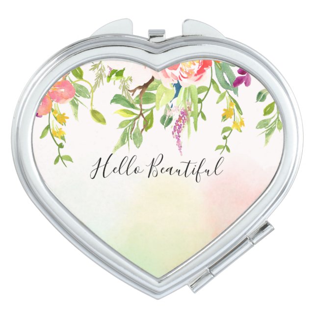 Pink Roses Tie Dye Floral Compact Mirror (Front)