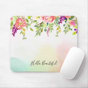 Pink Roses Tie Dye Floral Mouse Pad