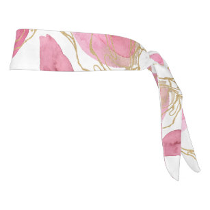 Pink roses tie headband