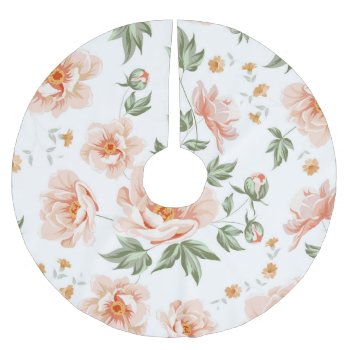 Pink Roses Tree Skirt by WhitewavesChristmas at Zazzle