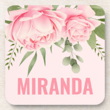 Pink roses trendy watercolor flowers