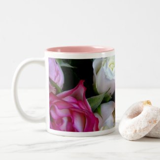 Pink Roses Two-Tone Coffee Mug