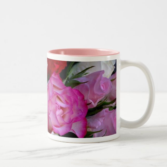 Pink Roses Two-Tone Coffee Mug (Right)