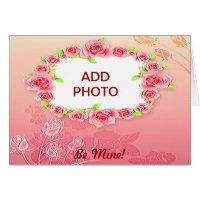 Pink Roses Valentine Add Your Photo Card