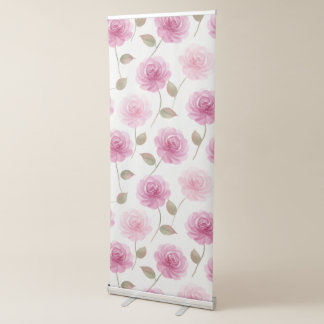 Pink Roses Vertical Retractable Banner