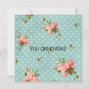 Pink Roses Vintage Baby Shower Invitation