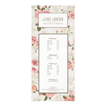 Pink Roses Vintage Floral Pattern Business Rack Card by CoutureBusiness at Zazzle