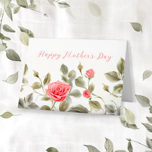Pink Roses Vintage Mother's Day Card