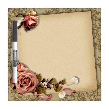 Pink Roses Vintage Paper Dry-erase Board by Pir1900 at Zazzle