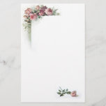Pink Roses Vintage Stationery at Zazzle