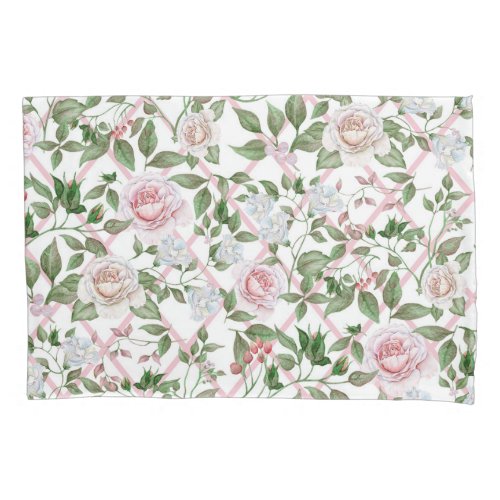 Pink Roses _ Vintage Watercolor Floral Pillow Case