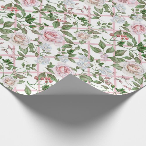 Pink Roses _ Vintage Watercolor Floral Wrapping Paper