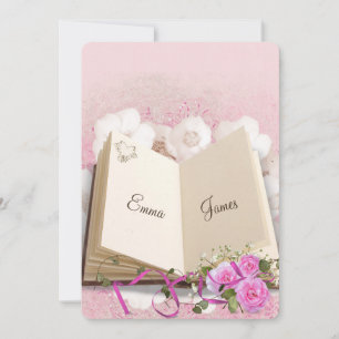 Pink Roses Vow Renewal Wedding Book Invitation