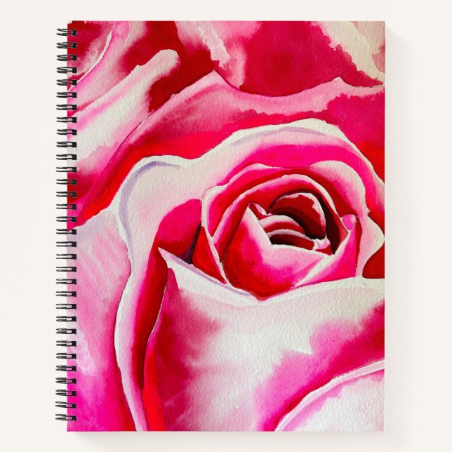 Pink roses watercolor art notebook (Front)