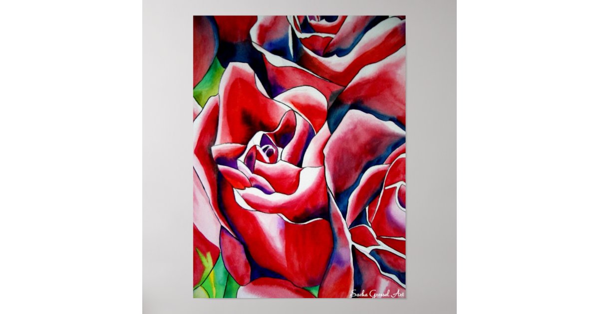 Pink Roses watercolor art painting Poster | Zazzle