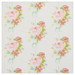 Pink Roses Watercolor Fabric