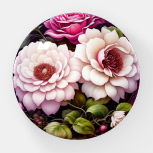 Pink Roses Watercolor Floral Paperweight