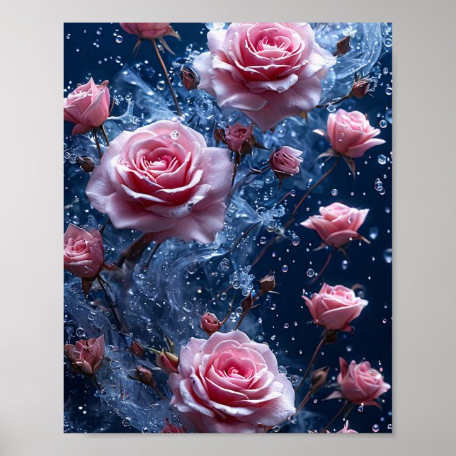 Pink roses watercolor poster (Front)