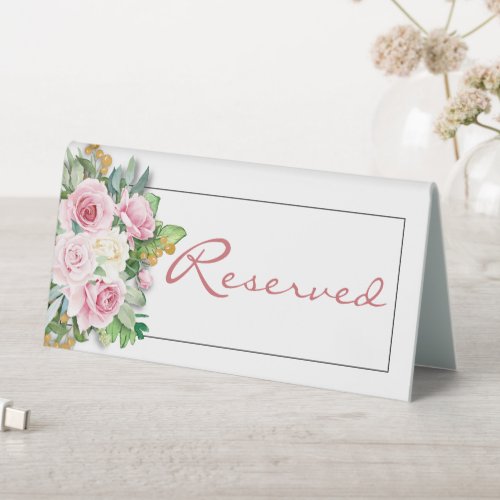 Pink Roses Wedding 6x3 Reserved Tent Sign